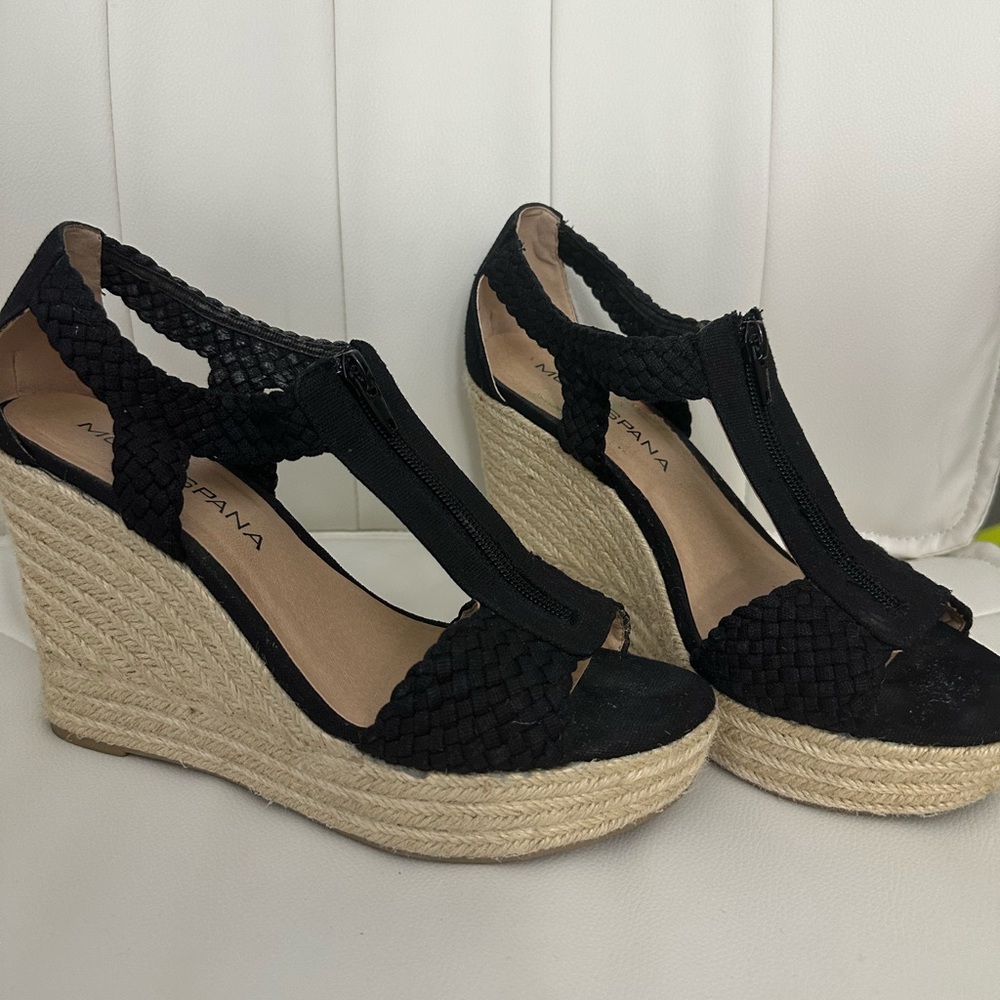 Moda Spana Espadrille Wedge Sandals - Black